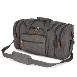 Plambag Oversized Canvas Duffle Bag 50L Tote Travel Weekend Luggage Gym Bag Grey