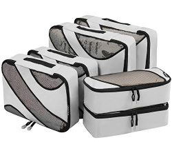 6 Set Packing Cubes,3 Various Sizes Travel Luggage Packing Organizers (Grey)