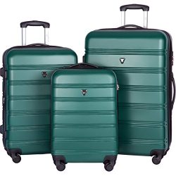 Merax Travelhouse Luggage 3 Piece Expandable Spinner Set (Green)