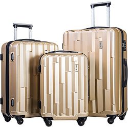 Merax Luggage set 3 piece luggages Suitcase with TSA lock (Champagne)