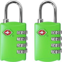 TSA Luggage Locks (2 Pack) – 4 Digit Combination Steel Padlocks – Approved Travel Lo ...