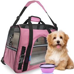 Premium Pet Travel Carrier, Airline Approved, Soft Sided with Fleece Bed Mats, Perfect for Small ...