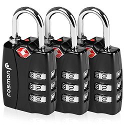 TSA Approved Luggage Locks, Fosmon (3 Pack) Open Alert Indicator 3 Digit Combination Padlock Cod ...