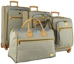Nicole Miller New York Taylor Set of 4: Box Bag, 20″, 24″, 28″ Expandable Spin ...