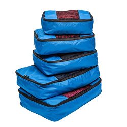 TravelWise Packing Cube System – Durable 5 Piece Weekender+ Set (Blue)