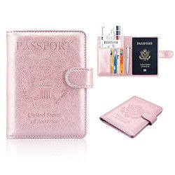 ACdream Leather Passport Holder [Bonus Stylus] Cover Case RFID Blocking Travel Wallet with Magne ...