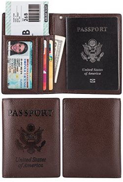 Passport Wallet Holder Cover Case ID Window Travel Wallet with RFID Blocking – Coffee