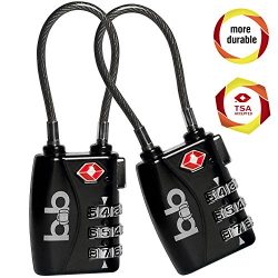 Small Combination Padlock Set – Travel TSA Lock Set – Cable Luggage Lock for Bag, Su ...