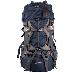 WASING 55L Internal Frame Backpack for Outdoor Hiking Travel Climbing Camping Mountaineering wit ...