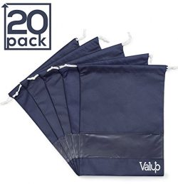 Shoe Bag Multipack – Pack of 20 – PVC Viewing Window – Dual Drawstrings – ...