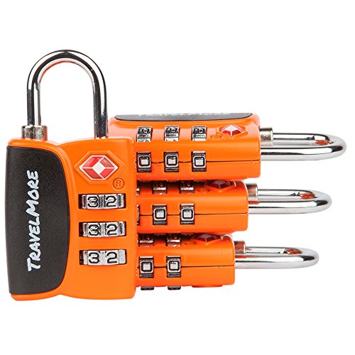 4 Pack Open Alert Indicator TSA Approved 3 Digit Luggage Locks for Travel, Suitcase & Baggag ...