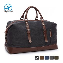 MEWAY Canvas Weekender Bag Travel Tote Duffel Luggage with Strap (Black2)