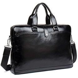 MANTOBRUCE Leather Briefcase for Men Women Travel Work Messenger Bags 16″ Laptop Shoulder  ...