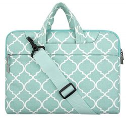 Mosiso Quatrefoil Style Canvas Fabric Laptop Sleeve Case Cover Bag with Shoulder Strap for 15-15 ...