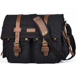 LUXUR 16 Inch Messenger Bag Shoulder Laptop Bags Military Satchel Vintage Canvas Travel Bag Bookbag
