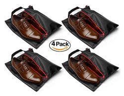 Travel Shoe Bags 16″x12″, Made of Strong Lustrous Ballistic Nylon (Black) (4-Pack) N ...