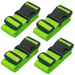 BlueCosto Luggage Strap Suitcase Straps Belts Travel Accessories, 4-Pack, Green