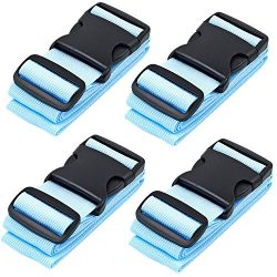 BlueCosto Luggage Strap Suitcase Straps Belts Travel Accessories, 4-Pack, Blue