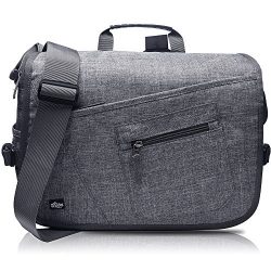 Qipi Messenger Bag – Shoulder Bag for Men & Women, 15″ Laptop Pocket (Grey)