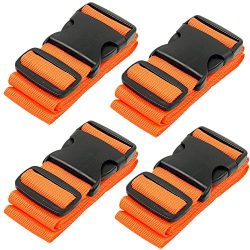 BlueCosto Luggage Strap Suitcase Straps Belts Travel Accessories, 4-Pack, Orange