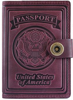 Villini – Leather US Passport ID Card Holder – Travel Wallet Case For Men Women (Claret)