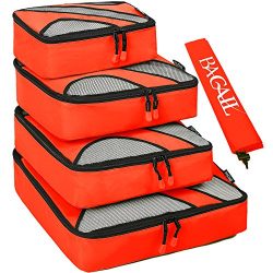 4 Set Packing Cubes,Travel Luggage Packing Organizers with Laundry Bag Orange