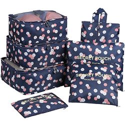 Luggage Organizer,Mossio 7 Set Compression Pouches for Suitcase Backpacking Camping Cruise Navy  ...