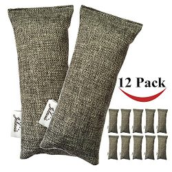 Jalousie 12 Packs 100g Each Mini Bamboo Charcoal Bags Natural Air Purifier, Shoe Deodorizer and  ...