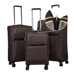 Windtook 3 Piece Luggage Sets Expandable Spinner Suitcase Bag for Travel and Business (8039-Coff ...