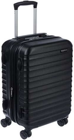 AmazonBasics Hardside Spinner Luggage – 20-inch Carry-on/Cabin Size, Black