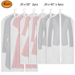 Zilink Hanging Garment Bag Lightweight Suit Bags Moth-proof (Set of 6) with Study Full Zipper fo ...
