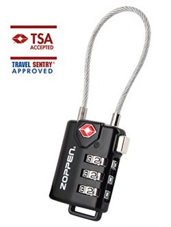 Zoppen TSA Approved Luggage Lock, Heavy Duty Combination Cable Lock for Travel Suitcase and Back ...