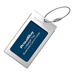 Luggage Tag Business Card Holder TUFFTAAG SINGLE Travel ID Bag Tag – Silver