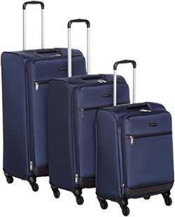 AmazonBasics Softside Spinner Luggage – 3 Piece Set (21″, 25″, 29″), Nav ...