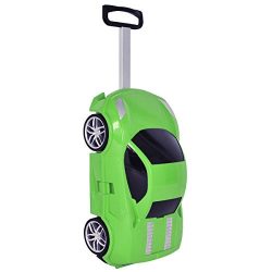 Goplus Kids Suitcase Car Shape Toddler 3D Carry On Travel Luggage (Green)