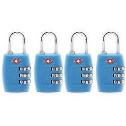 Newtion Tsa Lock 3 Digit Combination TSA Approved Lock For Luggage Padlock 4 pack (Blue)