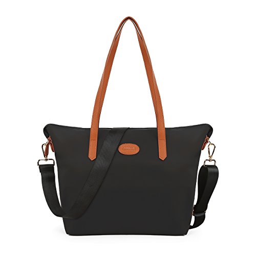 ECOSUSI Women's Nylon Tote Waterproof Crossbody Bags with Black Adjustable Strap LuggageBee