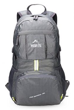 Venture Pal Lightweight Packable Durable Travel Hiking Backpack Daypack (Grey)