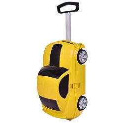 Goplus Kids Luggage Car Design w/ Wheels Toddler Travel Suitcase (Yellow)