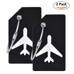 2Pcs Black Silicon Travel Luggage Tags Suitcase Luggage Bag Tags, Travel Airlines Baggage ID Nam ...