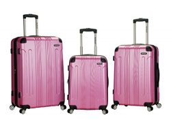 Rockland Luggage 3 Piece Abs Upright Luggage Set, Pink, Medium