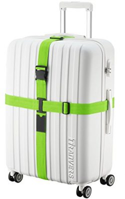 TRANVERS Cross Luggage Strap For Suitcase Heavy Duty Packing Belt Sturdy Long Green