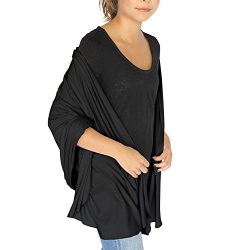 HappyLuxe Wayfarer Travel Wrap and Shawl, Cozy Blanket, Neck Warmer, Jet Black