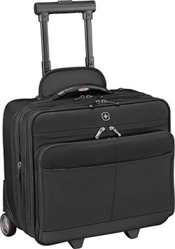 Wenger SwissGear Capital Double Zipper Expandable Overnighter Wheeled Laptop Briefcase-Black