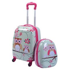 Goplus 2Pc 12″ 16″ Kids Carry On Luggage Set Upright Hard Side Hard Shell Suitcase B ...