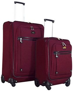 Nicole Miller Taylor 2-Piece Luggage Set: 28″ and 20″ Expandable Spinners (Burgundy)