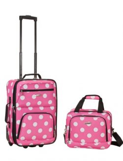 Rockland Luggage 2 Piece Set, Pink Dot, Medium