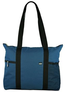 Shoulder Tote with Multiple Pockets and Zipper Closure, Navy