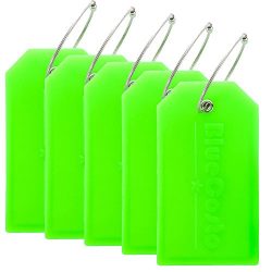 BlueCosto 5x Luggage Tags Travel Bag Suitcase Labels w/ Privacy Cover – Green