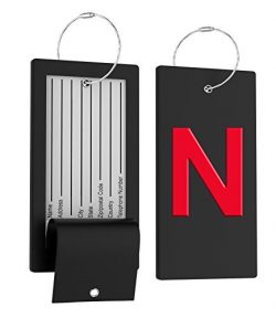 Luggage Tag Initial Bag Tag – Fully Bendable Tag w/ Stainless Steel Loop